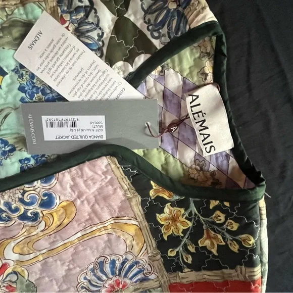 Alemais Multicolor Bianca Quilted Patchwork Jacket Size 4 US NWT